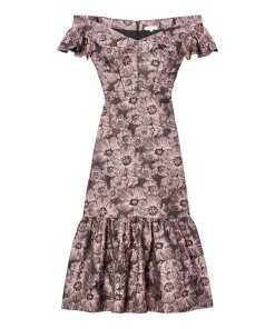 Rebecca Taylor Off-The-Shoulder Floral Jacquard Dress