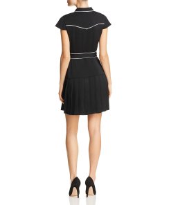 Alice + Olivia Yoko Piped Pleated Shirt Dress
