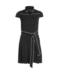 Alice + Olivia Yoko Piped Pleated Shirt Dress