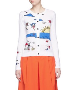 Alice + Olivia Stacey Doodle Fun in The Sun Bead Embroidery Cardigan