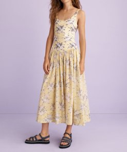 Rebecca Taylor Lemon Rose Jersey Midi Dress