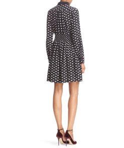 Kate Spade New York Swan Print Silk Blend Shirtdress