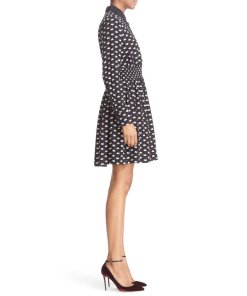 Kate Spade New York Swan Print Silk Blend Shirtdress