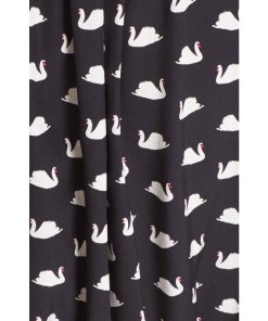 Kate Spade New York Swan Print Silk Blend Shirtdress