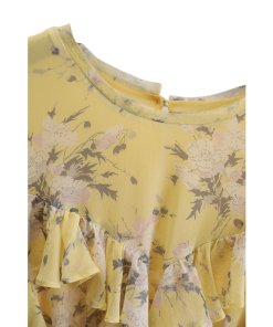 Rebecca Taylor Lemon Rose Print Cold-Shoulder Dress
