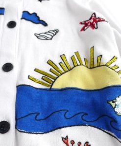Alice + Olivia Stacey Doodle Fun in The Sun Bead Embroidery Cardigan