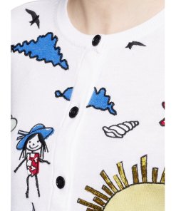 Alice + Olivia Stacey Doodle Fun in The Sun Bead Embroidery Cardigan