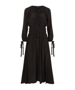 Robert Rodriguez Cold-Shoulder Polka Dot Silk Midi Dress