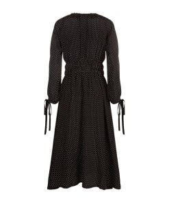 Robert Rodriguez Cold-Shoulder Polka Dot Silk Midi Dress