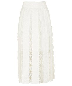 Maje Janila Lace & Swiss-Dot Mesh Midi Skirt