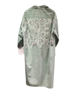 Sandro Lobna Striped Botanical-Lace Inset Shirtdress