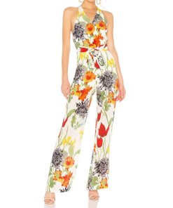 Alice + Olivia Cyprus Multicolor Floral Halter Jumpsuit