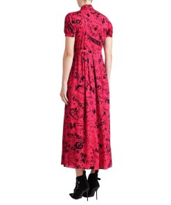 Burberry Antonina Doodle Print Silk Tie-Neck Dress