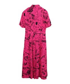 Burberry Antonina Doodle Print Silk Tie-Neck Dress
