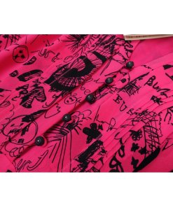 Burberry Antonina Doodle Print Silk Tie-Neck Dress