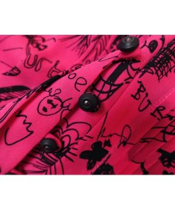 Burberry Antonina Doodle Print Silk Tie-Neck Dress