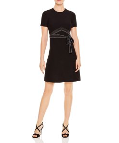 Sandro Isaure Silk-Sash A-Line Dress