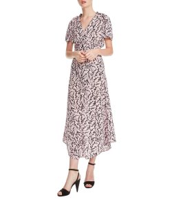 Maje Rivara High-Low Floral Surplice Dress