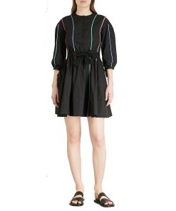 Maje Roy Multicolor Piping Cotton Canvas Dress