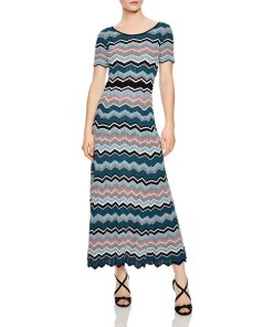 Sandro Rone Geo-Stripe Long Knit Dress