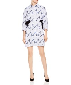 Sandro Modest Sequined Striped Shirt Dress