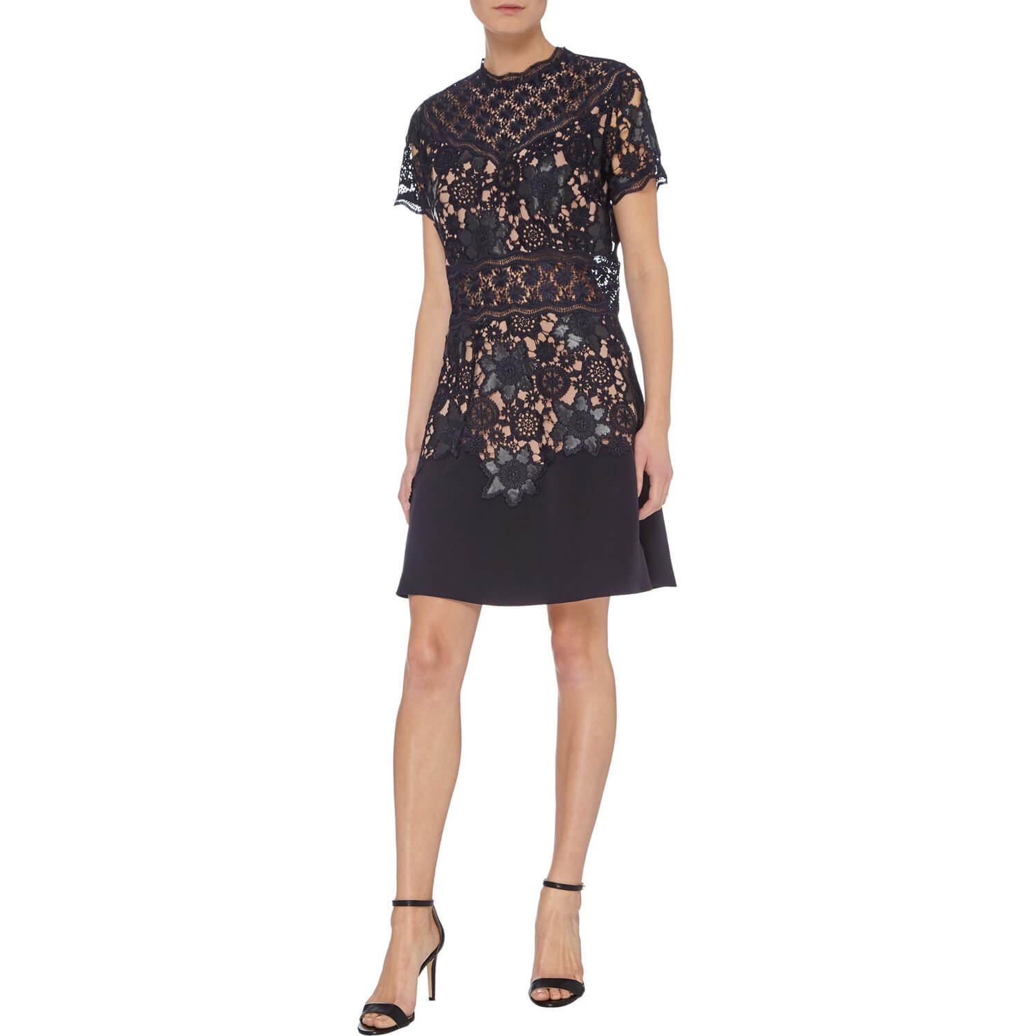 nordstrom black velvet dress FLORAL LACE HALTER MINI DRESS IN BLACK | CULT MIA main image 0