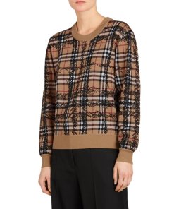 Burberry Kern 48 Scribble Check Merino Wool Sweater