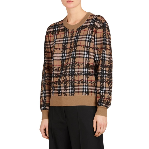 Burberry Kern 48 Scribble Check Merino Wool Sweater – evaChic