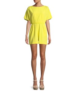 Alice + Olivia Ashlea Flutter-Sleeve Romper