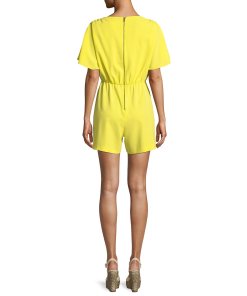 Alice + Olivia Ashlea Flutter-Sleeve Romper