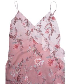 Haute Hippie Robbers Roost A-Line Ruffle Rose-Print Chiffon Dress