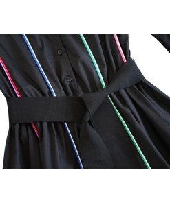Maje Roy Multicolor Piping Cotton Canvas Dress