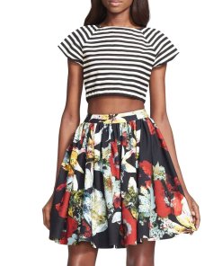 Alice + Olivia Connely Striped Crop Top