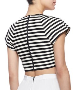 Alice + Olivia Connely Striped Crop Top