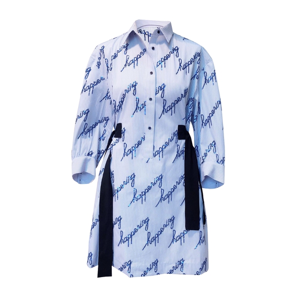 Sandro Modest Sequined Striped Shirt Dress evaChic Sandro Modest Sequined Striped Shirt Dress evaChic