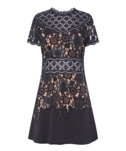 The Kooples Waxed Combo Floral Lace Mini Dress