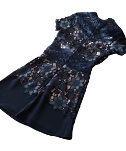The Kooples Waxed Combo Floral Lace Mini Dress