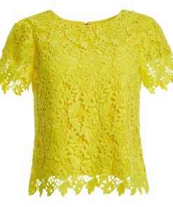 Alice + Olivia Franca Flutter Sleeve Lace Top
