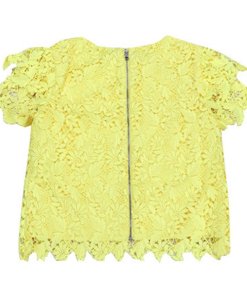 Alice + Olivia Franca Flutter Sleeve Lace Top