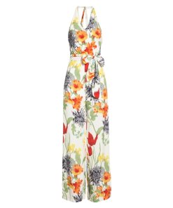 Alice + Olivia Cyprus Multicolor Floral Halter Jumpsuit