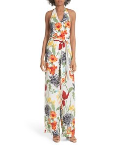 Alice + Olivia Cyprus Multicolor Floral Halter Jumpsuit