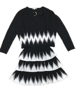 Maje Martha Zig Zag Sweater & Julia Mesh Tiered Skirt