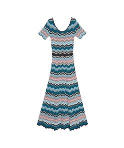Sandro Rone Geo-Stripe Long Knit Dress