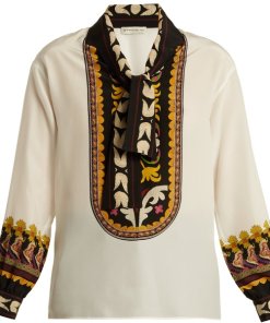 Etro Lhamu Suzani-Print Silk Blouse