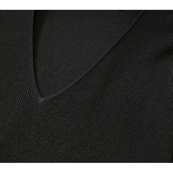 Theory Wooster Crepe Knit Long-Sleeve V-Neck Dress – evaChic