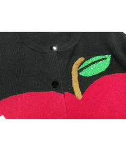 Alice + Olivia Ruthy Beaded Apple Intarsia Wool-Cotton Cardigan