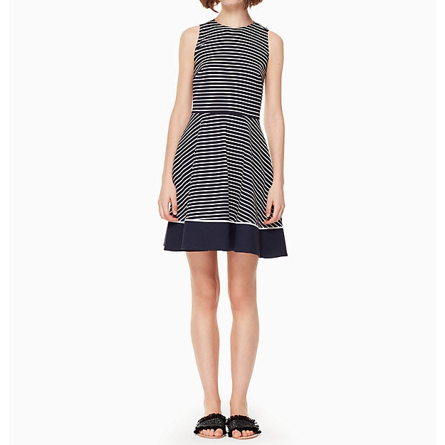 green emerald velvet dress Alaia Striped Mesh Fit and Flare Dress