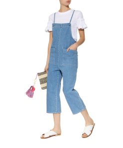 Maje Pinaro Tie-Strap Denim Overalls