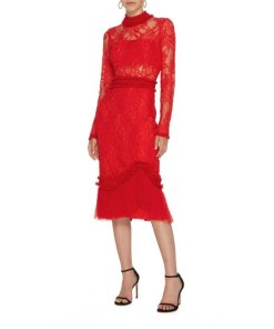 Alexis Anabella Long Sleeve Lace Midi Dress