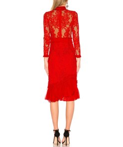 Alexis Anabella Long Sleeve Lace Midi Dress